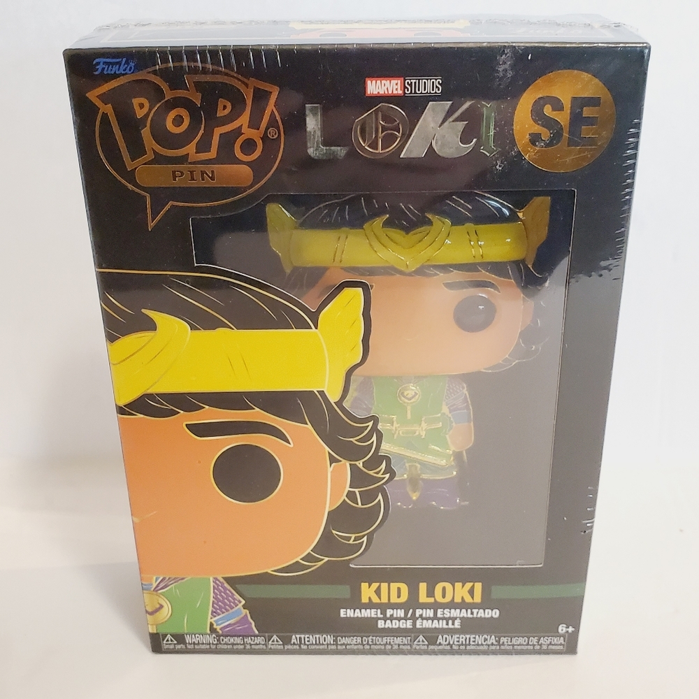 Funko Pop! Pin: Kid Loki Blacklight Large Enamel Pin SE